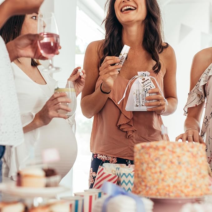 Demissle 50 Pcs Baby Shower Lip Balm Gift Set with 100 Pcs Organza Bags Baby Shower Party Favor for Guest Thank You Tag Rope Baby Shower Party Decoration Gender Reveal Souvenirs (Cowboy)-Velvo Beauty