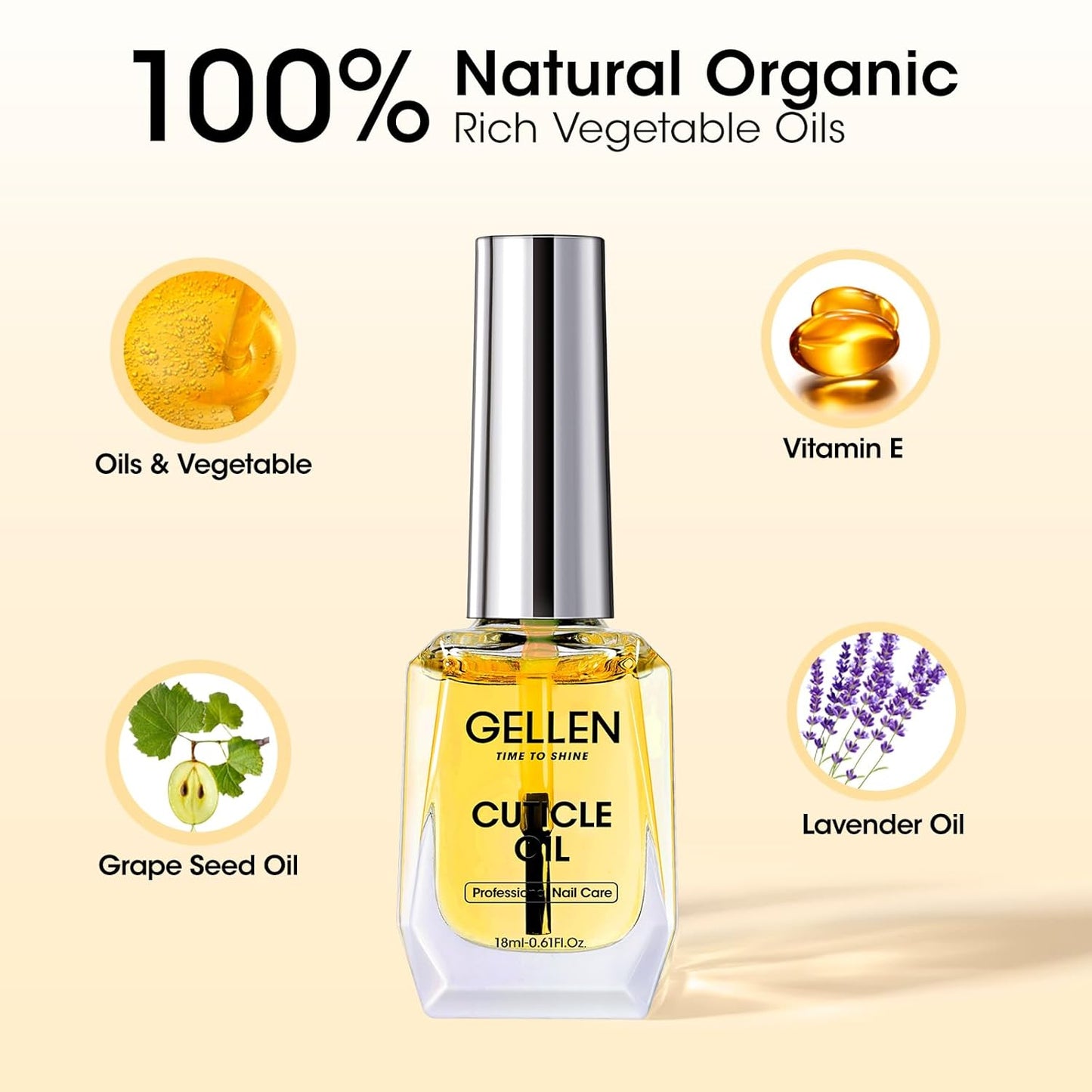 GELLEN 18 ml Glossy Top Coat Gel, Base Coat Gel & Cuticle Oil-Velvo Beauty
