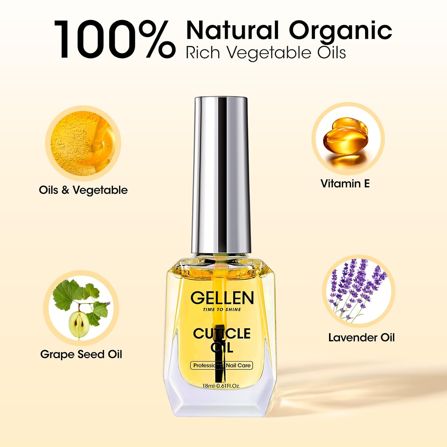 GELLEN 18 ml Glossy Top Coat Gel, Base Coat Gel & Cuticle Oil-Velvo Beauty
