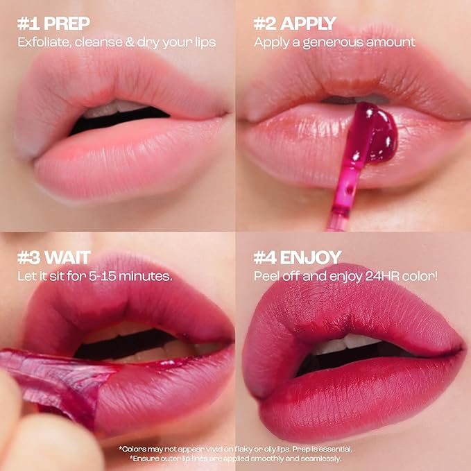 Rouge Star Plumping Lip Tattoo (0.17 oz) - 72-HR Long Lasting Waterproof Peel Off Lip Stain - Transfer-Proof, Non -Sticky Hydrating Matte Lip Tint Tattoo (Plum Berry)-Velvo Beauty