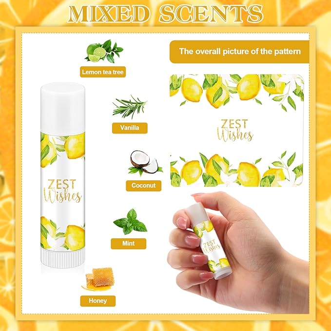 Fumete 50 Pack Lemon Baby Shower Party Gifts Favors Bulk Lip Balms for Guests Boys Girls Neutral Gender Reveal Favors for Baby Shower Prizes Souvenirs Bags Stuffer Classroom Prizes-Velvo Beauty