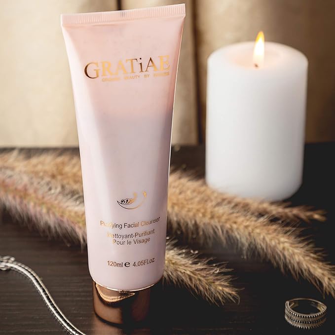 Gratiae Organics Purifying Exfoliating Facial Cleanser, exfoliating face scrub & face wash with witch hazel, jojoba oil, hydrating, non-drying skin care, 4.05Fl-Velvo Beauty