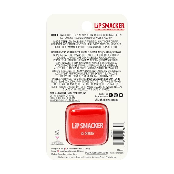 Lip Smacker Disney Minnie Mouse Cube Flavored Lip Balm, Minnie Joyful Cotton Candy, Clear, For Kids-Velvo Beauty