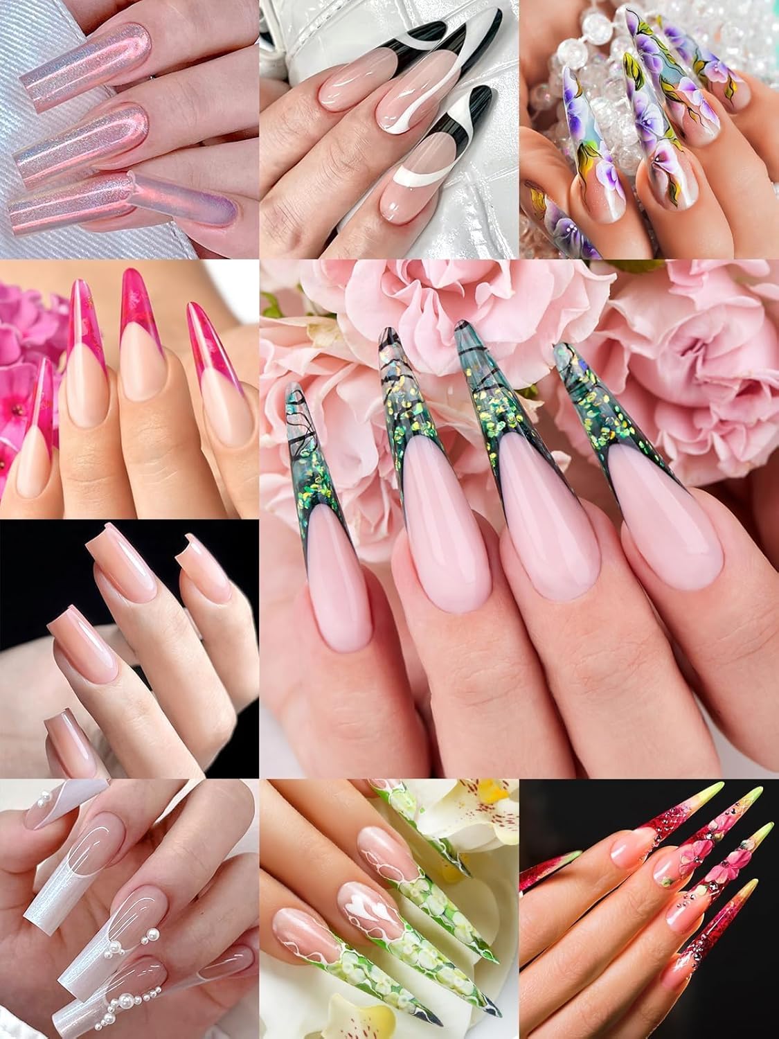 EBANKU Poly Gel Nail Forms 96PCS Clear Matte Dual Nail Forms Polygel Full Cover Nail Mold for Acrylic Nail Extension 12 Sizes 4 Styles Poly Gel Nail Art Salon Nails-Velvo Beauty