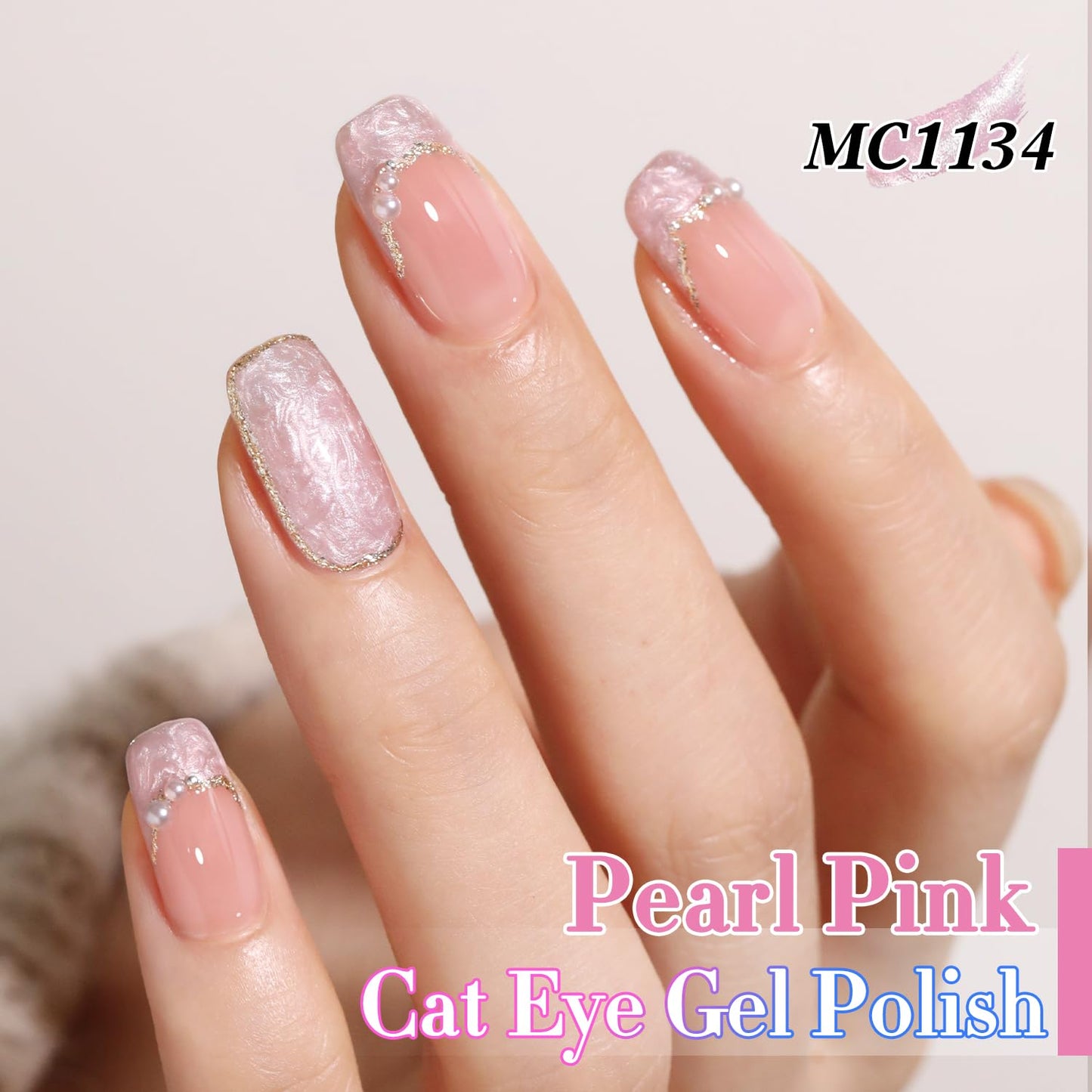 Double Rhythm Cat Eye Gel Polish Set 6 Colors Shimmer Glitter with Magnet Holographic Reflective Magnetic UV Nail Art Kit (Pearl Pink Blue Green Purple 6-Kit 44)-Velvo Beauty