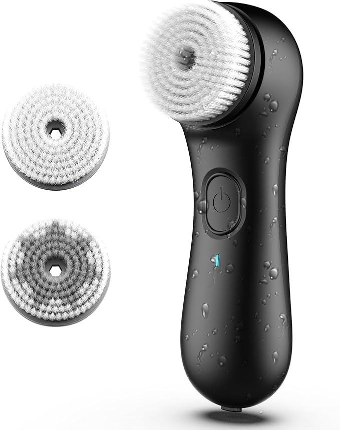 NågraCoola Electric Facial Cleansing Brush – Rechargeable Waterproof Face Scrubber for Women & Men, 2 Brush Heads for Deep Pore Cleansing & Gentle Exfoliation, 3 Speeds, Auto-Timer-Velvo Beauty