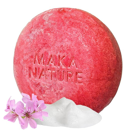 Maka Nature Low-Carbon Shampoo Bar | Korean K-Beauty Haircare with Natural Ingredients for Scalp & Hair Types | Vegan, Eco-Friendly, pH balanced, 3.35oz (Geranium)-Velvo Beauty