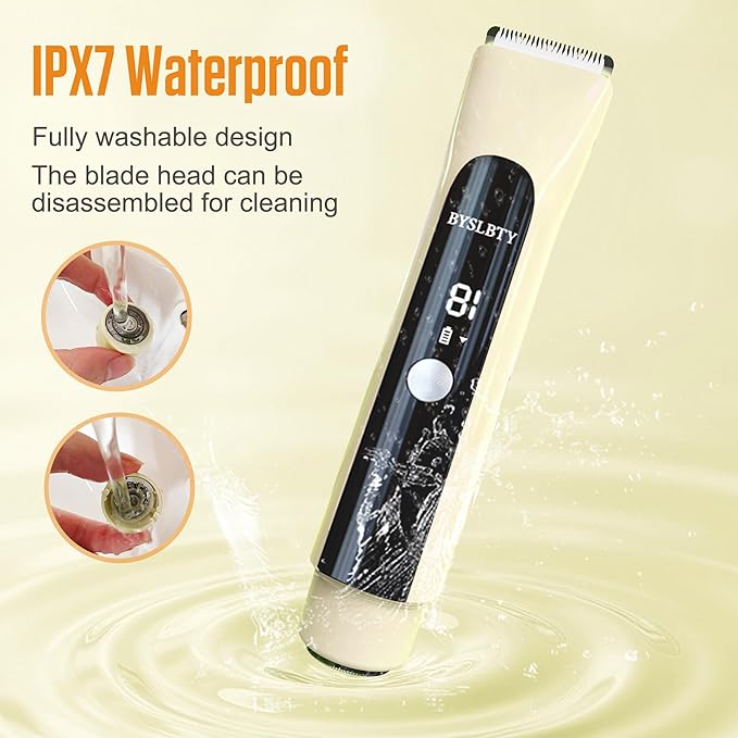 2 in 1 Bikini Trimmer for Women Dual Head Electric Shaver with LED Display,IPX7 Waterproof Wet & Dry, Painless Shaver for Underarm Leg Arm Body Face Private Area Khaki-Velvo Beauty