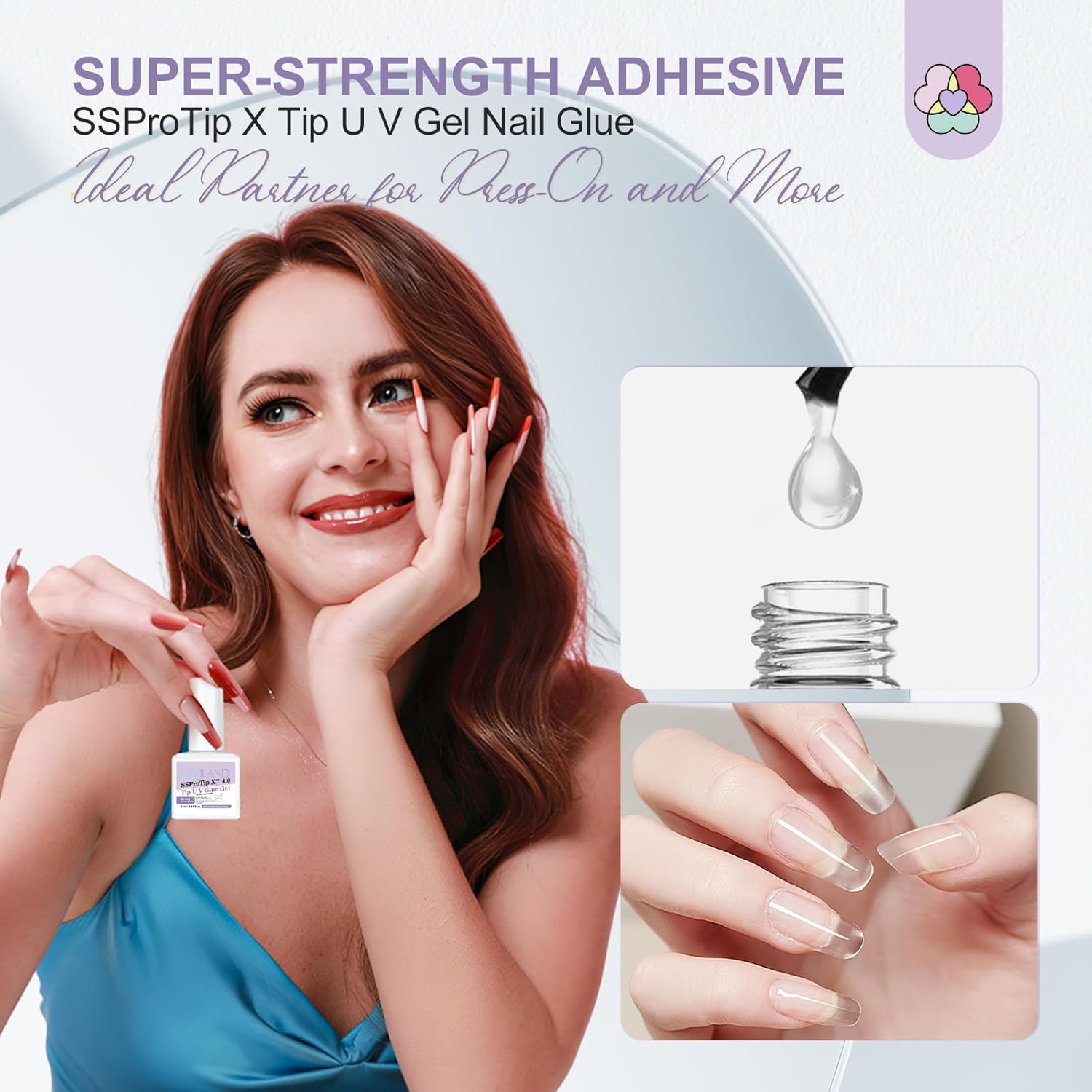 SAVILAND Gel Nail Glue: 30-Day Long Lasting Super Adhesive Glue Castor Oil VE for False Tips Strong Hold X Nail Art Tool U V Lamp Curing Needed for Use Home DIY SSProTip X 4.0-Velvo Beauty