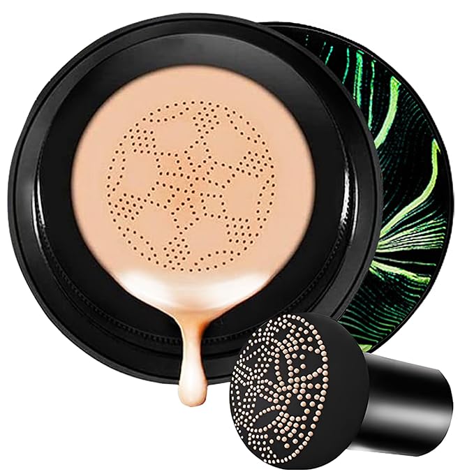 Moisture Cushion CC Cream Foundation for Mature Skin - Flawless Concealer BB Cream with Mushroom Head, Long-Lasting Waterproof Air Cushion CC, Natural honey and pine Makeup cream, Even Skin Tone（02#）-Velvo Beauty