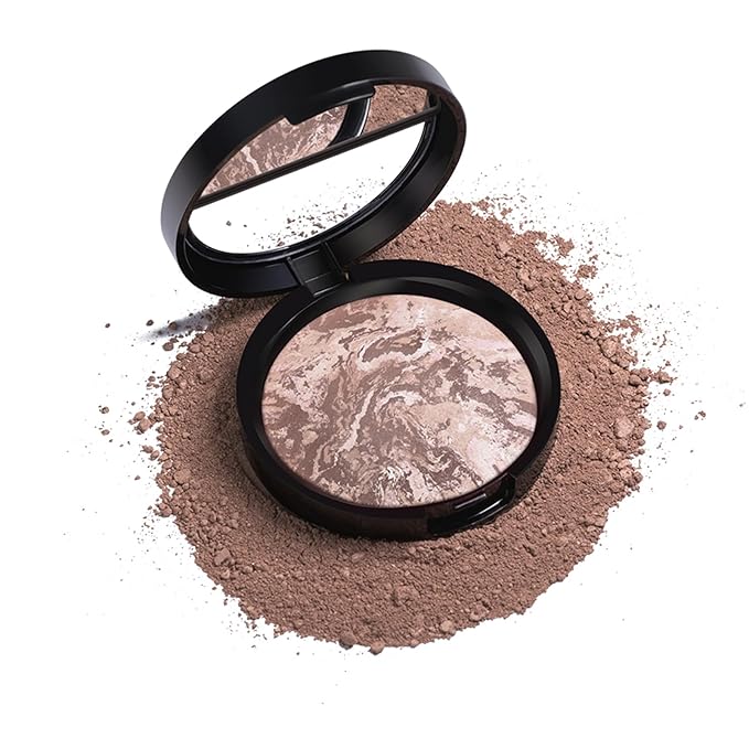 Baked Powder Contour Makeup, Brighten Bronzer Powder, Highlighter Bronzer Glow Palette, Cruelty Free Shimmer Bronzing Powder to Use For Contour Make up, Natural Finish & Easy to Use #002-Velvo Beauty