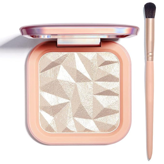 Highlighter Makeup Palette Shimmer Contour Palette Powder for Brighten Face Contour Gold Cheek Highlight Makeup,Long Lasting Highlighter Powder with Mirror for Illuminator Makeup(CHAMPAGNE GOLD)-Velvo Beauty