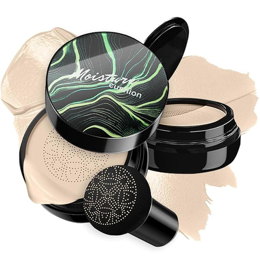 Mushroom Head Air Cushion CC Cream Foundation - Moisturizing Concealer for Even Skin Tone - Makeup Base Primer (#01 Ivory White)-Velvo Beauty