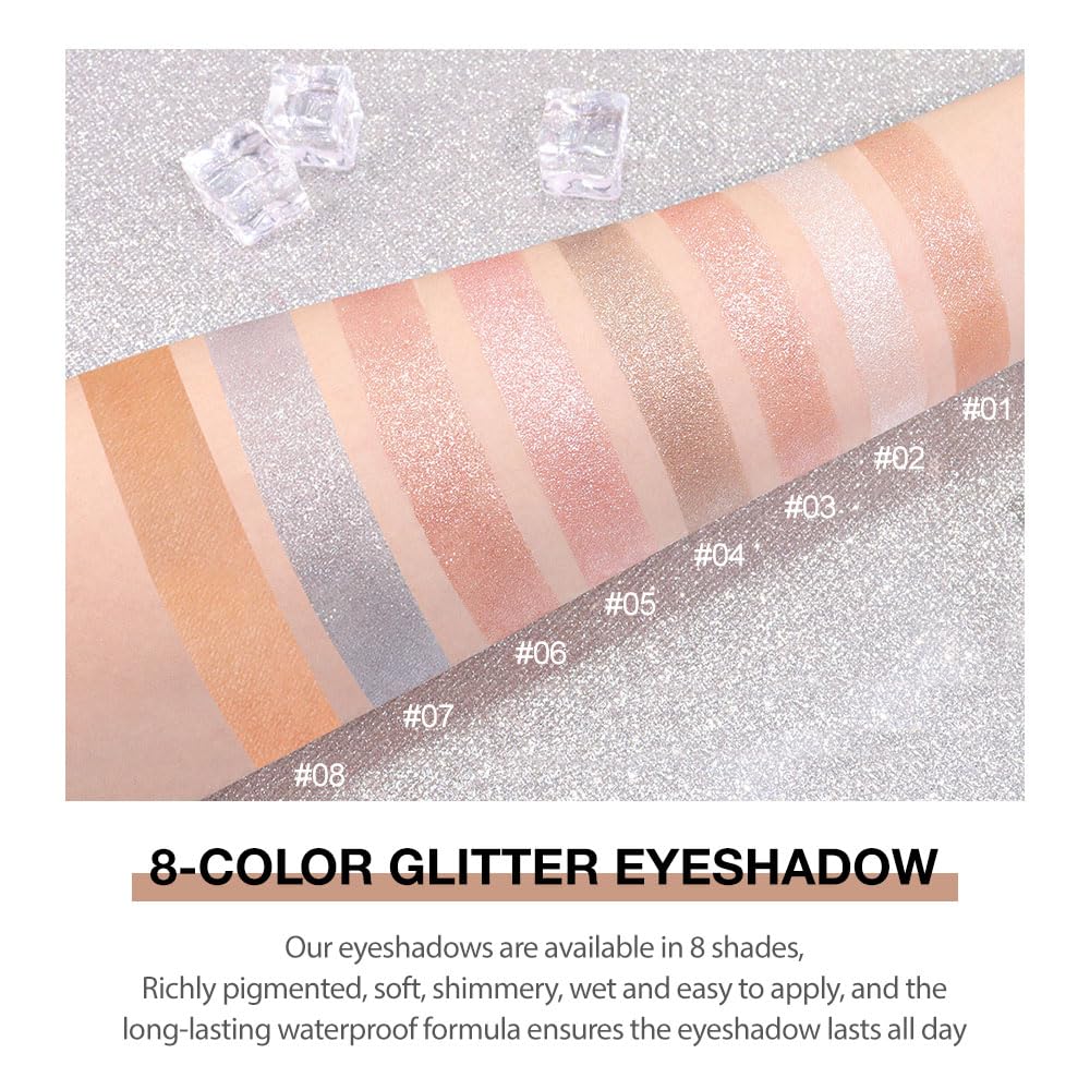 Glitter Shimmer Sparkle Eye Shadow Palette Makeup for Women, Shimmer Blue Glitter Metallic Holographic Iridescent Cream Iridescent Single Monochrome Eyeshadow Makeup-Velvo Beauty
