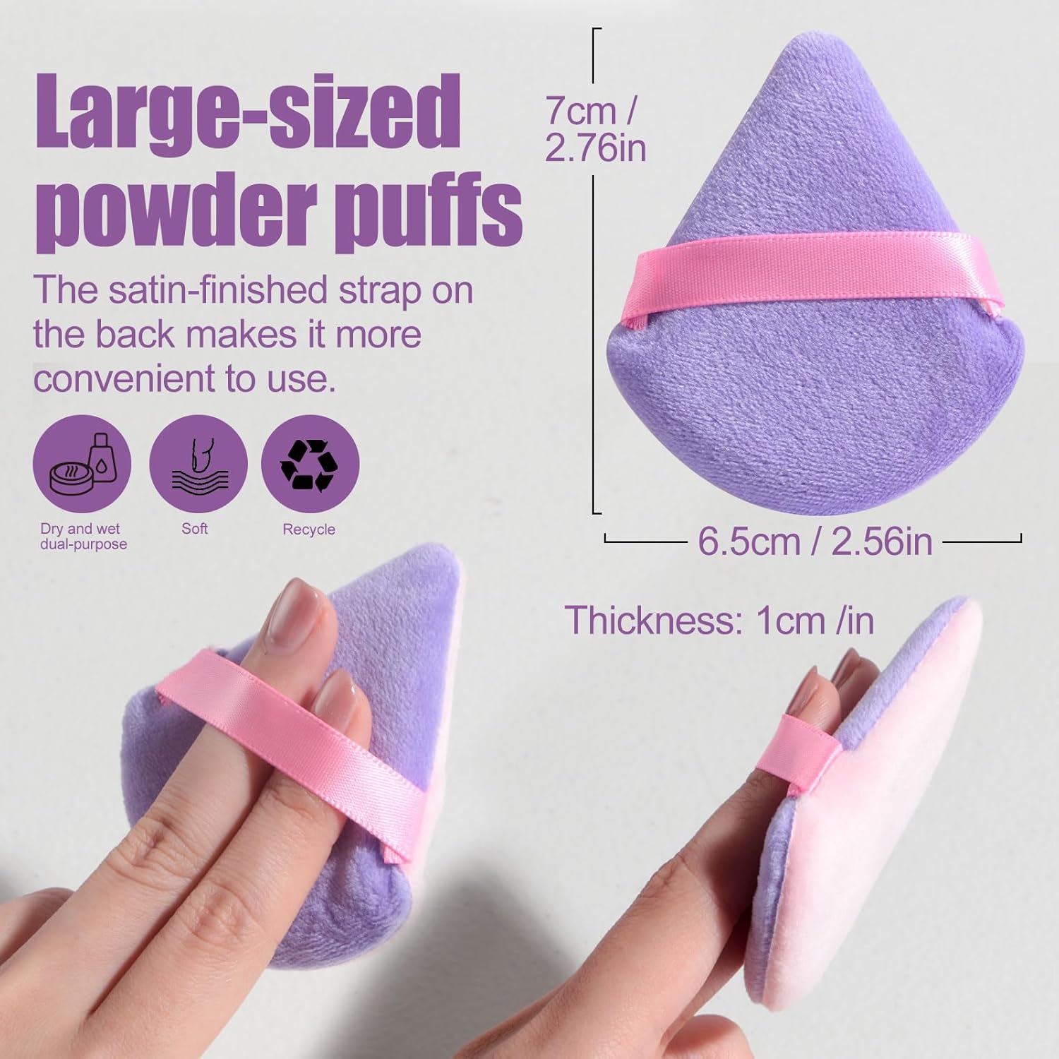 BS-MALL Triangle Puffs, Makeup Sponge Set 20 Pieces, Cosmetic Applicators for Foundation, Powder, Blush Large Pack (Purple)-Velvo Beauty