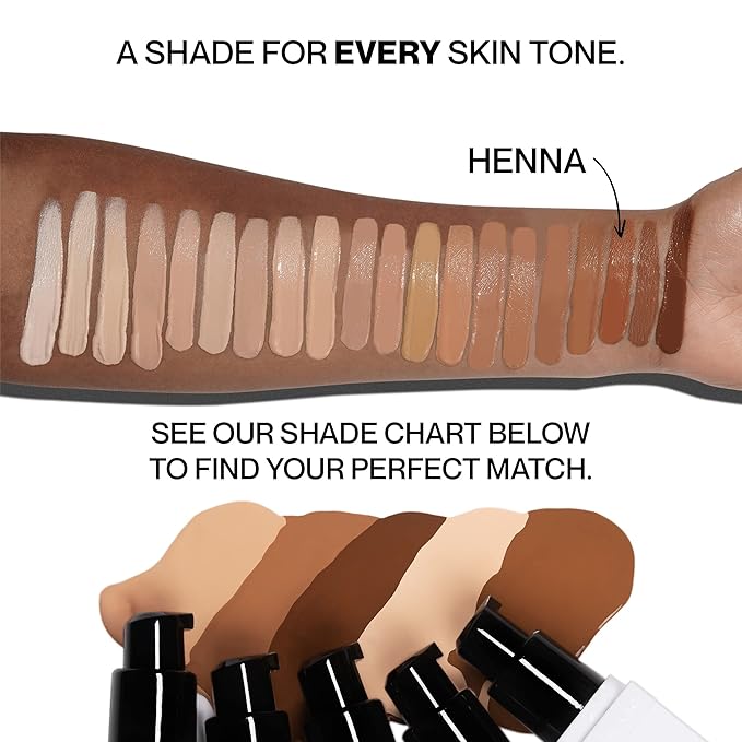 HIDE PREMIUM Liquid Foundation, SEE SHADE FINDER Below For Perfect Match, Multi-Use Waterproof Foundation, Medium/Full Coverage Foundation, Oil Free – We Have a Shade For All Skin Types, 1 fl. Oz. (Henna).-Velvo Beauty