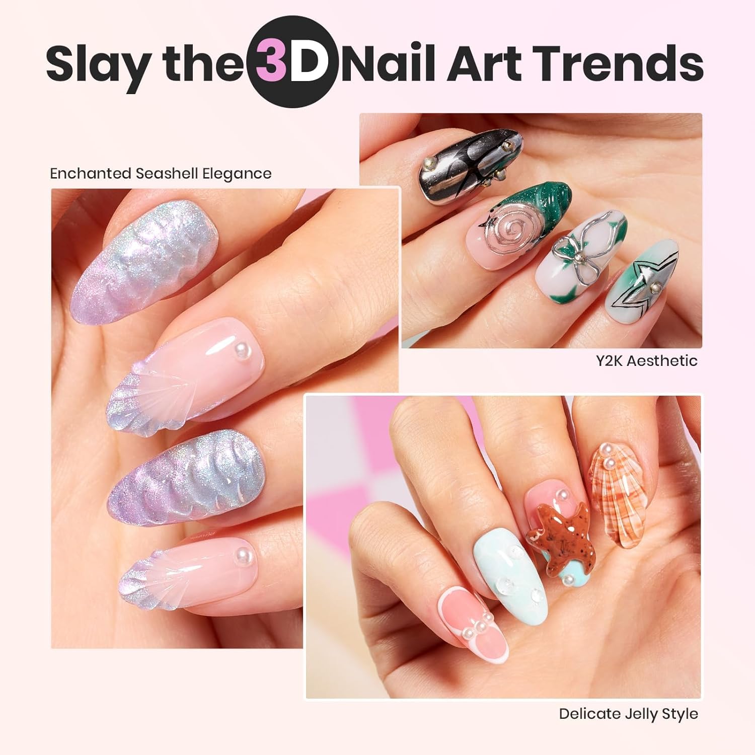 Beetles Solid Builder Gel for Nails, 20g *4 Colors Clear Pink White 3D Sculpting Gel Non-Sticky Hand Carving Nail Glue for 3D Nail Art with 3D Mold Chrome Nail Powder Tools Salon DIY at Home-Velvo Beauty