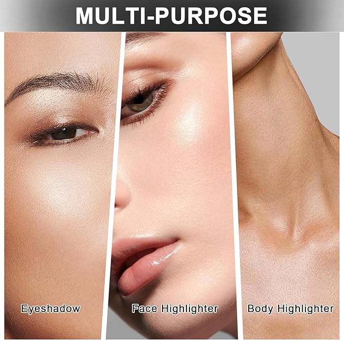 Face Highlighter Makeup Palette, Shimmer Glitter Diamond Sparkly Highlighters Makeup Palette Powder for Face Body Cheek Skin 03# Champagne Gold-Velvo Beauty