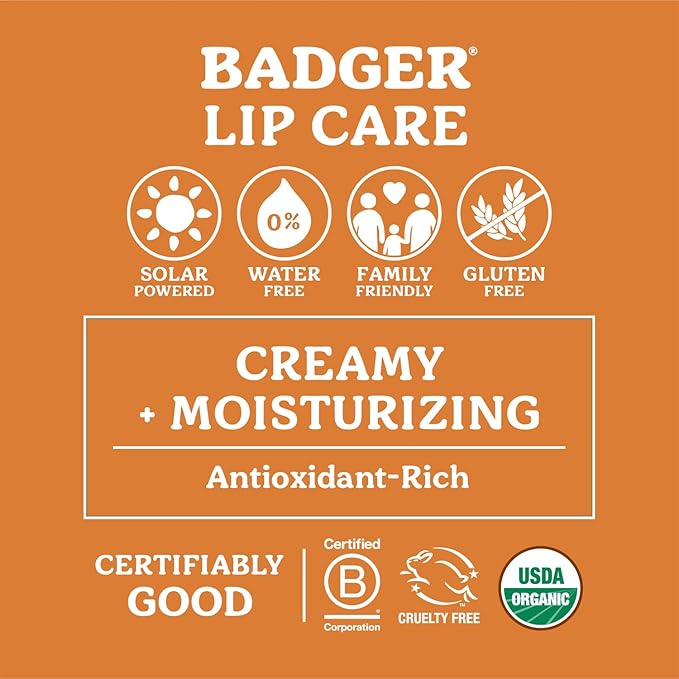 Badger - Cocoa Butter Lip Balm Set, Fair Trade, Certified Organic Lip Butter, Flavored, Cocoa, Vanilla, Orange, Mint, 0.25 oz (4 Pack)-Velvo Beauty