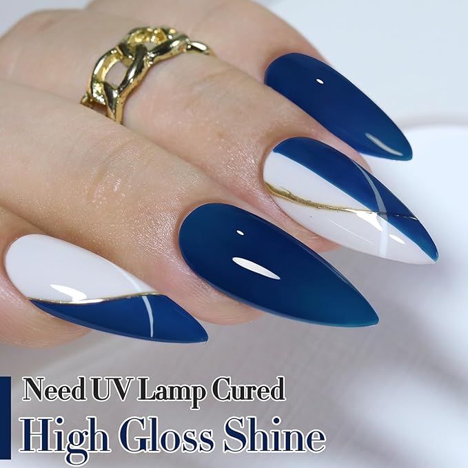 Double Rhythm 0.5Oz Navy Blue Gel Polish Sheer Neutral Natural Light Milky Same Color Same Bottle 15ML Jelly UV Nail Art DIY at Home (Navy Blue-A1107)-Velvo Beauty
