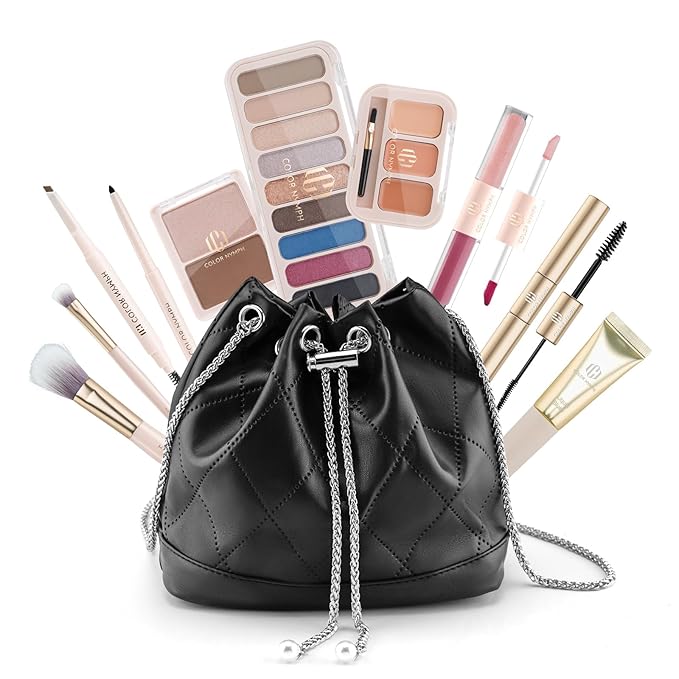 Color Nymph Girls Makeup Kit for Teens Girls with Cosmetic Bag, Full Face Makeup Kit For Women included 9 Color Eyeshadow Palette Concealer Liquid Blush Eyeliner Lipgloss-Velvo Beauty