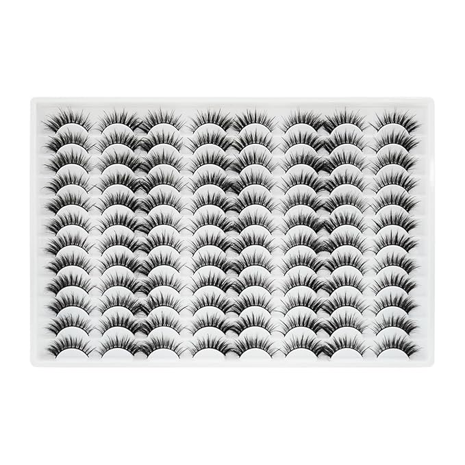 False Eyelashes 48 Pairs Faux Mink Lashes 14mm Wispy Lashes 3D Fluffy Cat Eye Lashes Pack Bulk Wholesale Strip Lashes(style 48-041)-Velvo Beauty