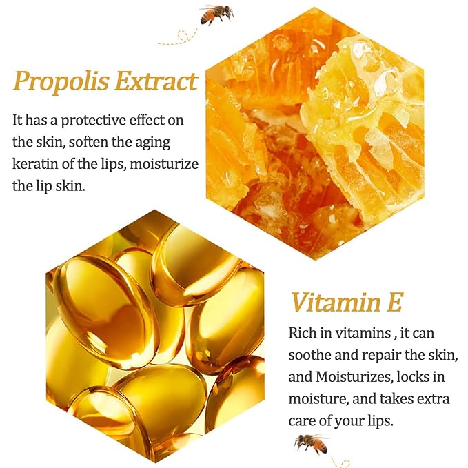 4 PCS Bee Lip Balm Lip Mask Honey Pot,Honey & Strawberry & Watermelon & Apple Lime Lip Mask Propolis Moisturizing Lip Balm with Stick,Sleeping Lip Mask Hydrating Prevention Dry & Cracked-Velvo Beauty