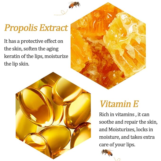 2 PCS Bee Lip Balm Lip Mask Honey Pot Honey Lip Mask Propolis Moisturizing Lip Balm with Stick - Hydrating Prevention Dry and Cracked Lip Scrubs Exfoliato Lip Wrinkle Skin Care Products-Velvo Beauty