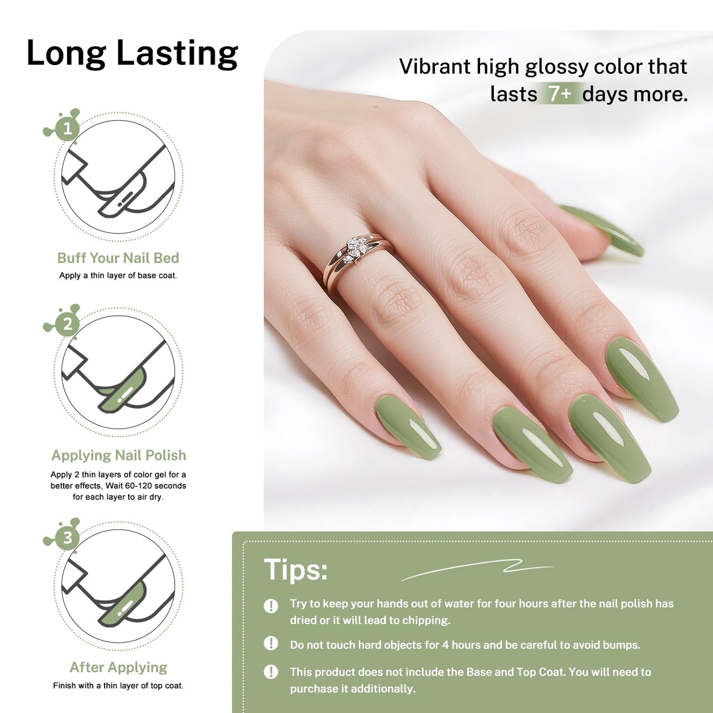 16.5ml Sage Green Nail Polish Large Volume Quick Drying Nail Polish, Fast Drying and Long Lasting Color Nail Art DIY Home Manicure Gift for Women-Velvo Beauty