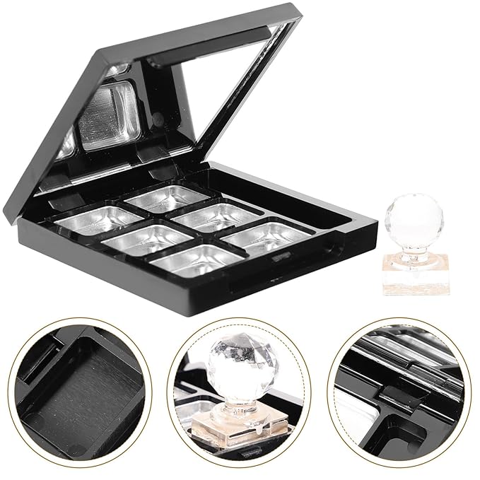 Healifty Empty Lipstick Palette Pan 6-grid Magnetic Eyeshadow Palette Boxes with Press Cosmetic Cream Tray Portable Small Makeup Compact Containers-Velvo Beauty