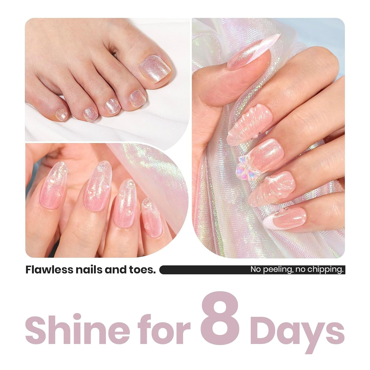 beetles Nail Polish Glitter Nail Lacquer Shimmer-Like Top Coat Fast Drying & Long Lasting Brilliant Milky Way, No UV Lamp Needed for DIY Nail Art Salon at Home Gifts for Women-Velvo Beauty