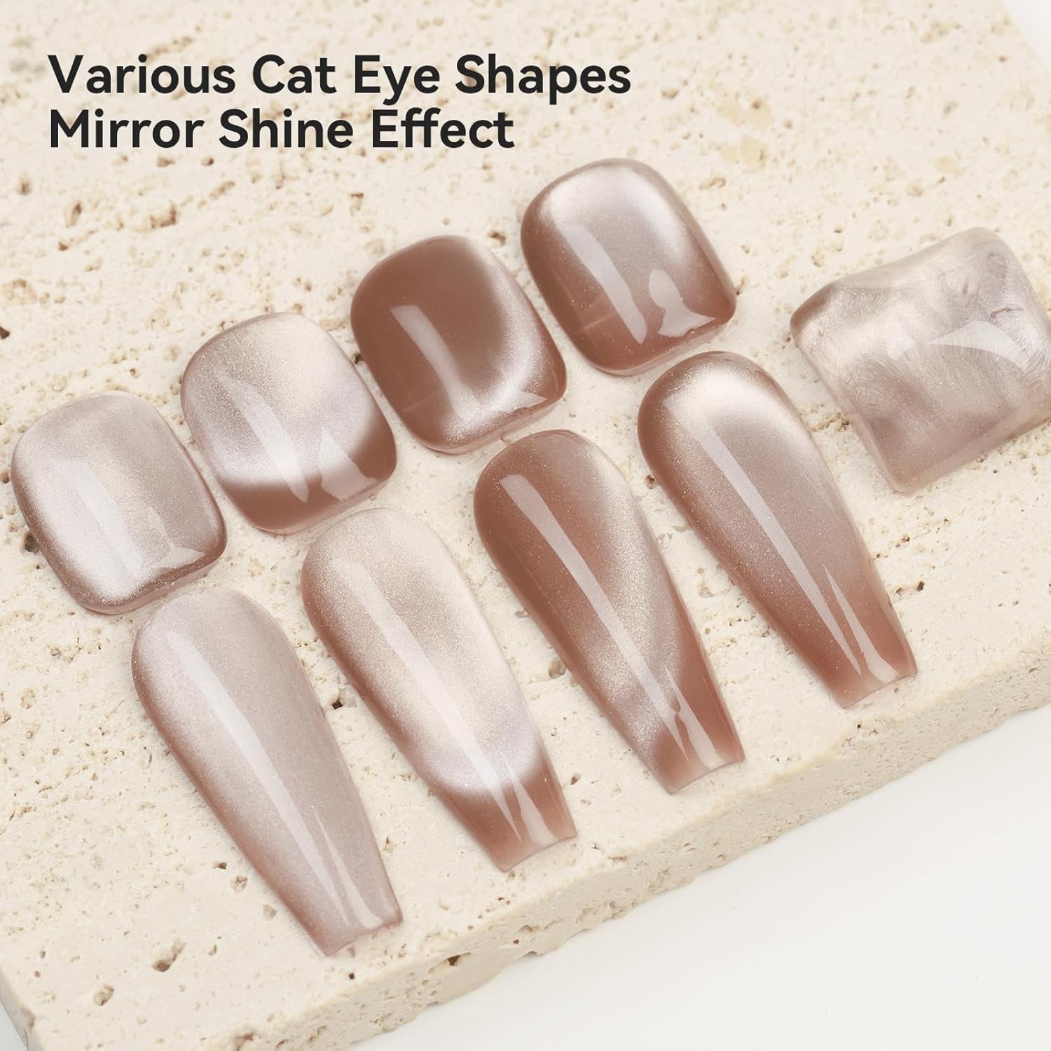 Cat Eye Gel Nail Polish Moonlight, 12ML High Gloss Smoothie Glitter Brown Cat Eye Nail Polish Magnetic Holographic UV Gel Polish for Nail Art Manicure Salon DIY at Home 1PC-Velvo Beauty