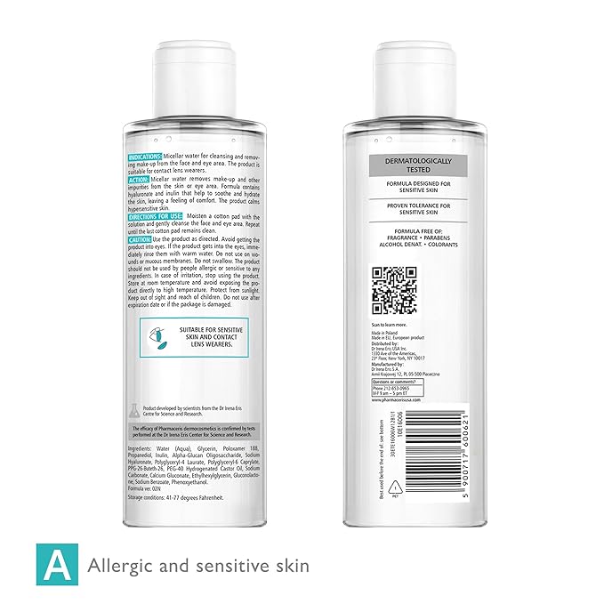 PREBIO-SENSILIQUE Micellar Prebiotic Dermo-Water for Face & Eyes, Removes Makeup & Impurities, Soothes & Moisturizes Allergic & Sensitive Skin, Safe for Contact Lens Wearers, 6.76 fl oz-Velvo Beauty
