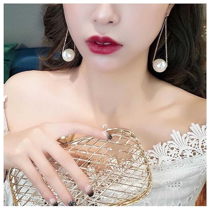 Vintage Pearl Earrings Long Pearl Stud Earrings Boho Gold Pearl Pendant Earrings Big Pearl Dangling Earrings Jewelry for Women and Girls-Velvo Beauty