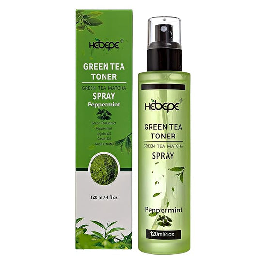 Green Tea Matcha Facial Toner Mist with Peppermint, Refreshing, Moisturizing, and Soothing Face Toner, with Jojoba Oil, Castor Oil, Snail Filtrate,120ml-Velvo Beauty