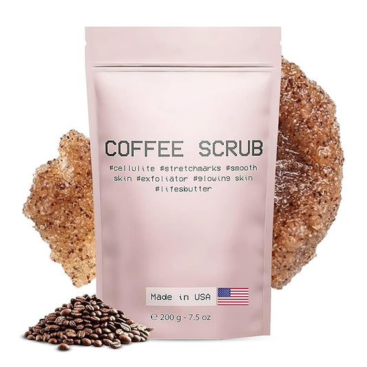 Life's Buttter Exfoliating Coffee Scrub with Natural Arabica Coffee Effective Against Cellulite, Stretch Marks, Scars and Acne | Organic Shea Butter and Sweet Almond Oil-Velvo Beauty