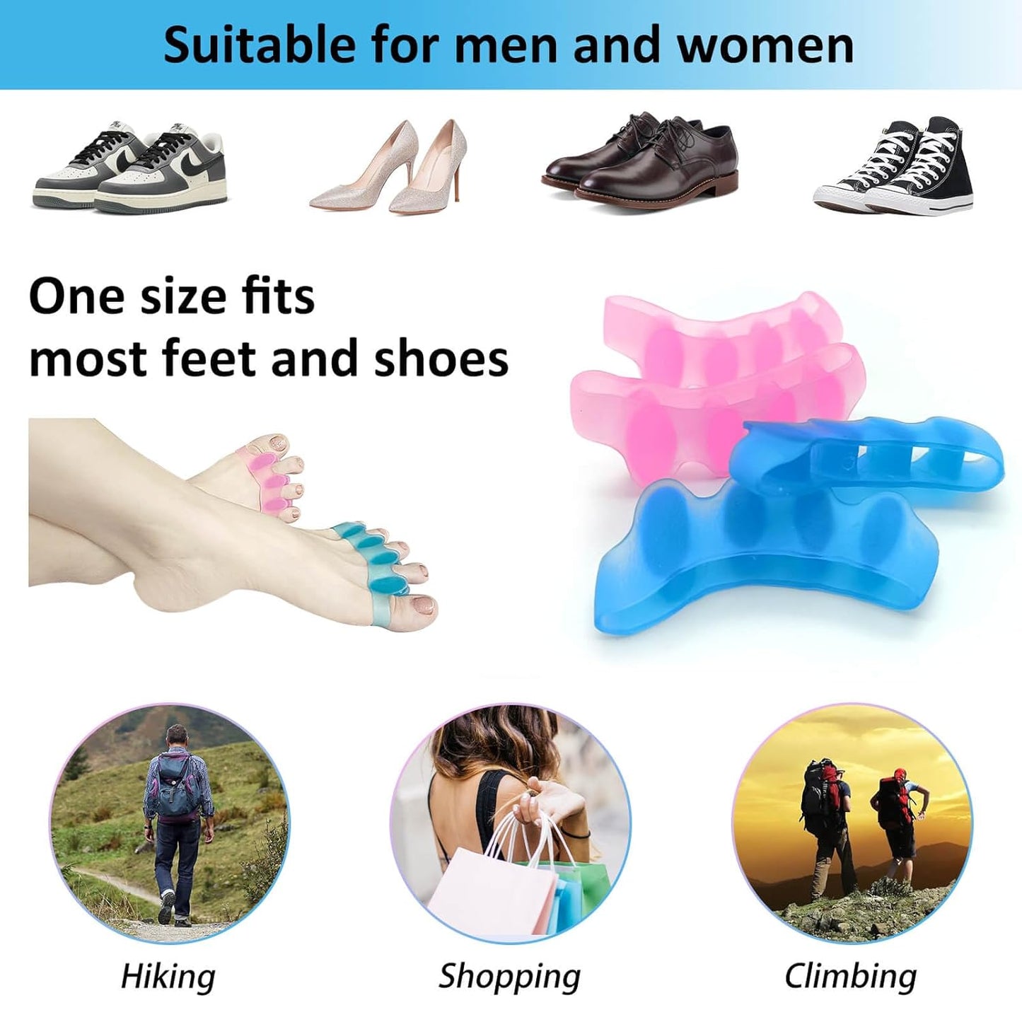 SUNFATT Toe Spacers for Women,Toe Separators for Women,Relieves OverlappingToes,Bunions Corrector and Hammer Toe Pain,Gel Toe Spreader Separates Toes and Relaxes Toes.-Velvo Beauty