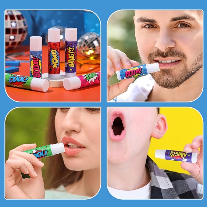 100 Pcs Hero Party Favors Lip Balms Bulk for Kids Birthday Party Moisturizing Lip Balm for Hero Themed Celebration Gifts Lip Care Products for Classroom Rewards Favor Party Supplies-Velvo Beauty