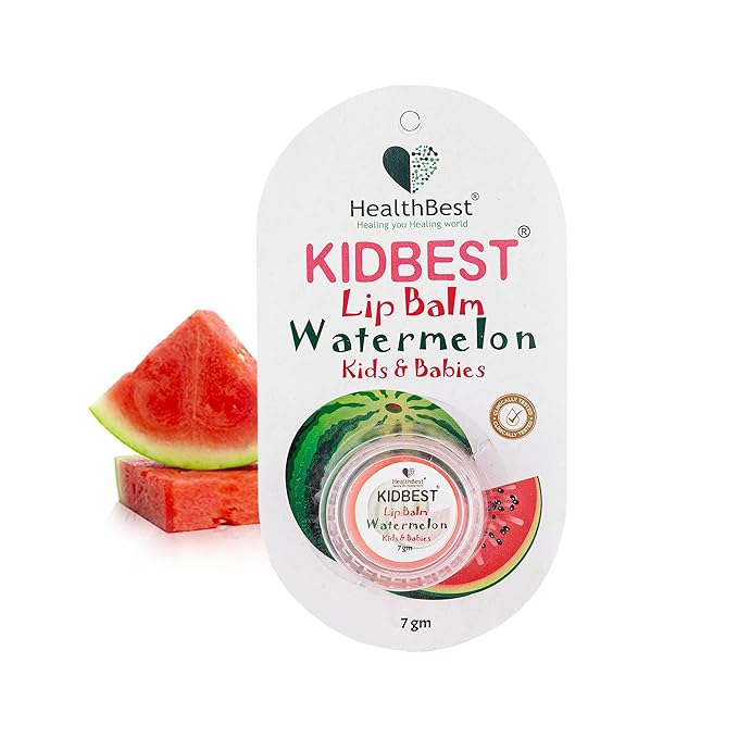 Kidbest Lip Balm for Kids, Extra Nourishing, Soothing Lips, Tear, Paraben, SLS free, Watermelon Flavor, 7gm, Peach-Velvo Beauty