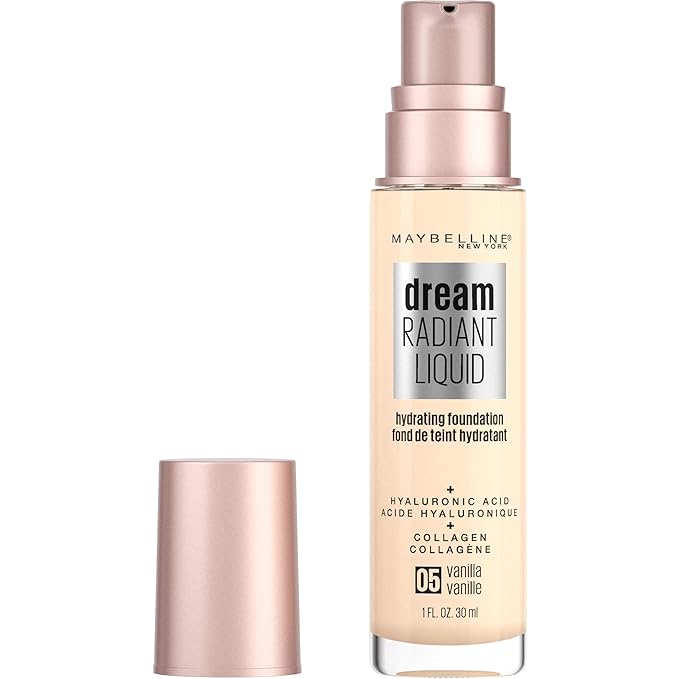 Maybelline Dream Radiant Liquid Medium Coverage Hydrating Makeup, Lightweight Liquid Foundation, Vanilla, 1 Fl; Oz-Velvo Beauty