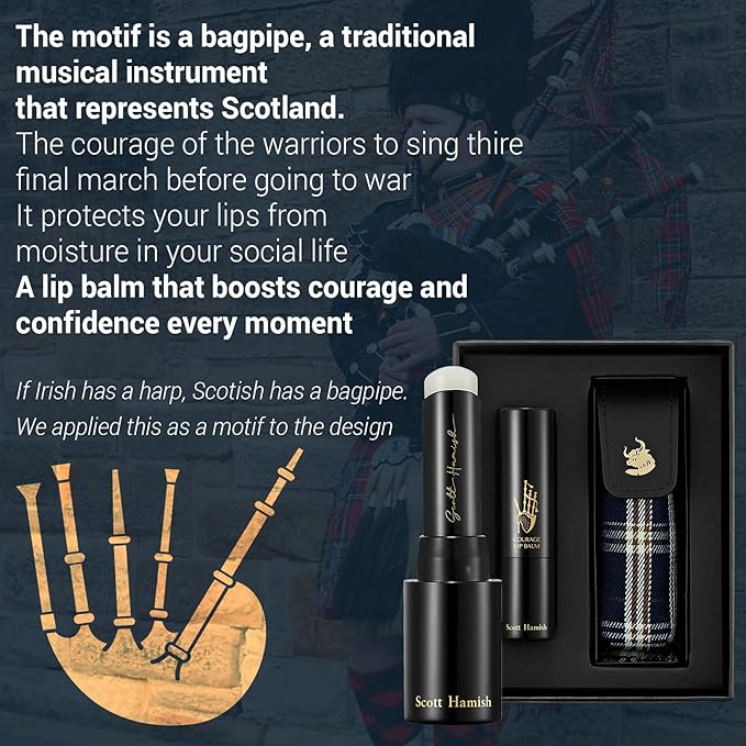 Courage Lip Balm & Case Gift Set - Pure Cowhide Leather Chapstick Holder with Hydrating Lip Balm for Dry Cracked Lips - Flavored Lip Balm & Lip Balm Holder Gift Set for Men-Velvo Beauty