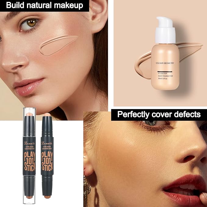 All in One Makeup Kit For Women Girls Teens Makeup set 16 Colors Eyeshadow Palette Foundation Eyeliner Contouring Stick Lip Gloss Eyebrow Mascara Makeup Brushes Makeup Gift Sets-Velvo Beauty