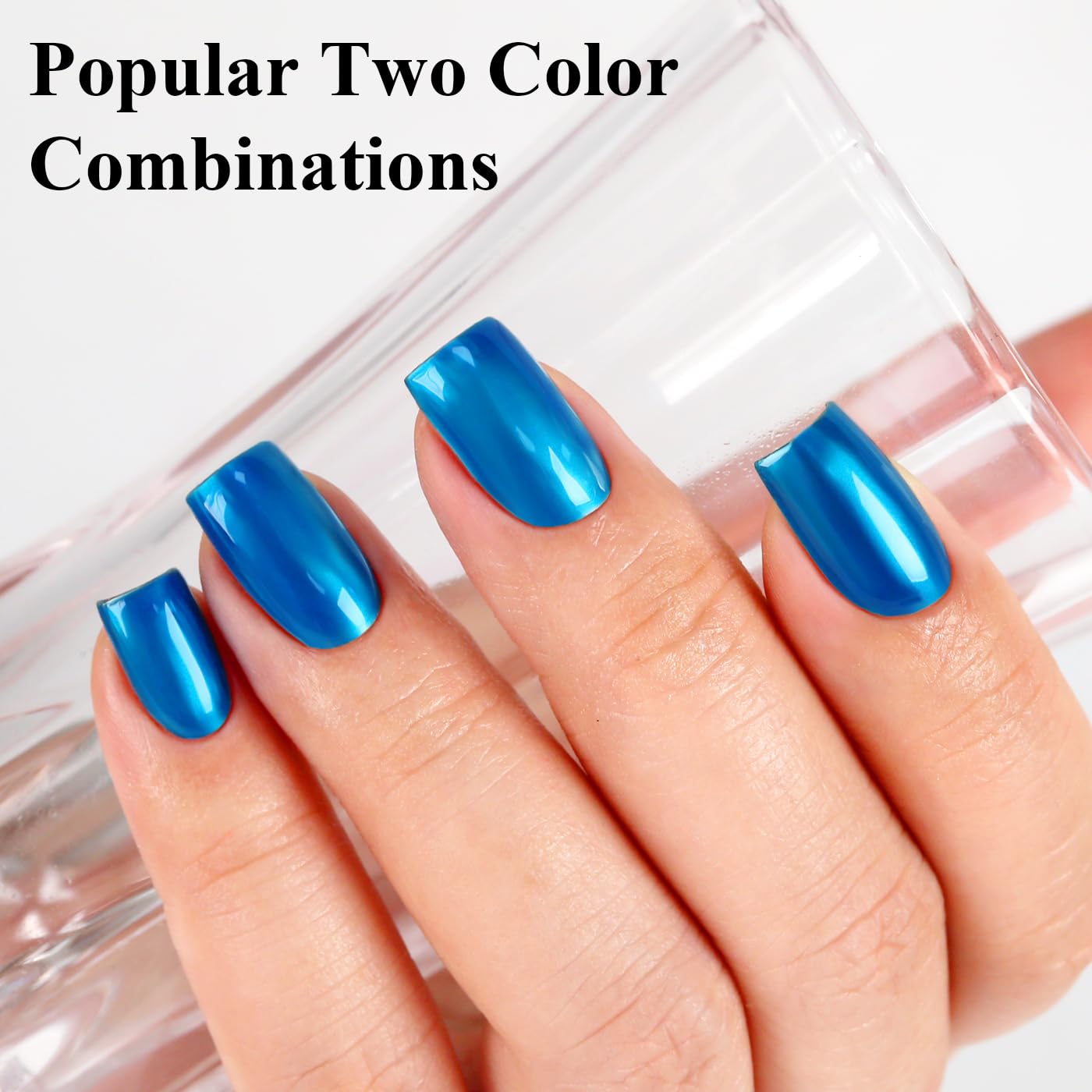Imtiti Metallic Gel Nail Polish Set, 2 Pcs 10ml Chrome Mirror Shine GEl POlish & Sky Blue Jelly GEL Soak Off UV LED Spring Summer Art Manicure Salon DIY Design Kit-Velvo Beauty