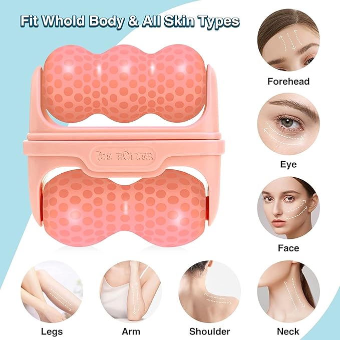 OPENDGO Ice Roller for Face Facial Massager for Eye Puffiness, Reduces Wrinkles, 2 in 1 Facial Skin Care Tool for Body Cold Therapy Tools-Velvo Beauty