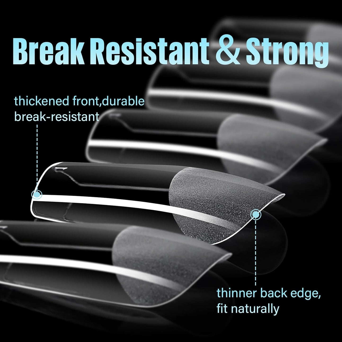 TOMICCA Medium Square Nail Tips, 240Pcs Soft Acrylic Nail Tips Pre-Shaped Half Matte Fake Clear Gelly Tips, Press on Acrylic Nails for Nail Extension DIY Nail Salon 12 Sizes-Velvo Beauty