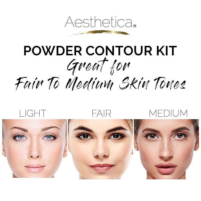 Aesthetica Cosmetics Contour and Highlighting Powder Foundation Palette/Contouring Makeup Kit; Easy-to-Follow, Step-by-Step Instructions Included-Velvo Beauty