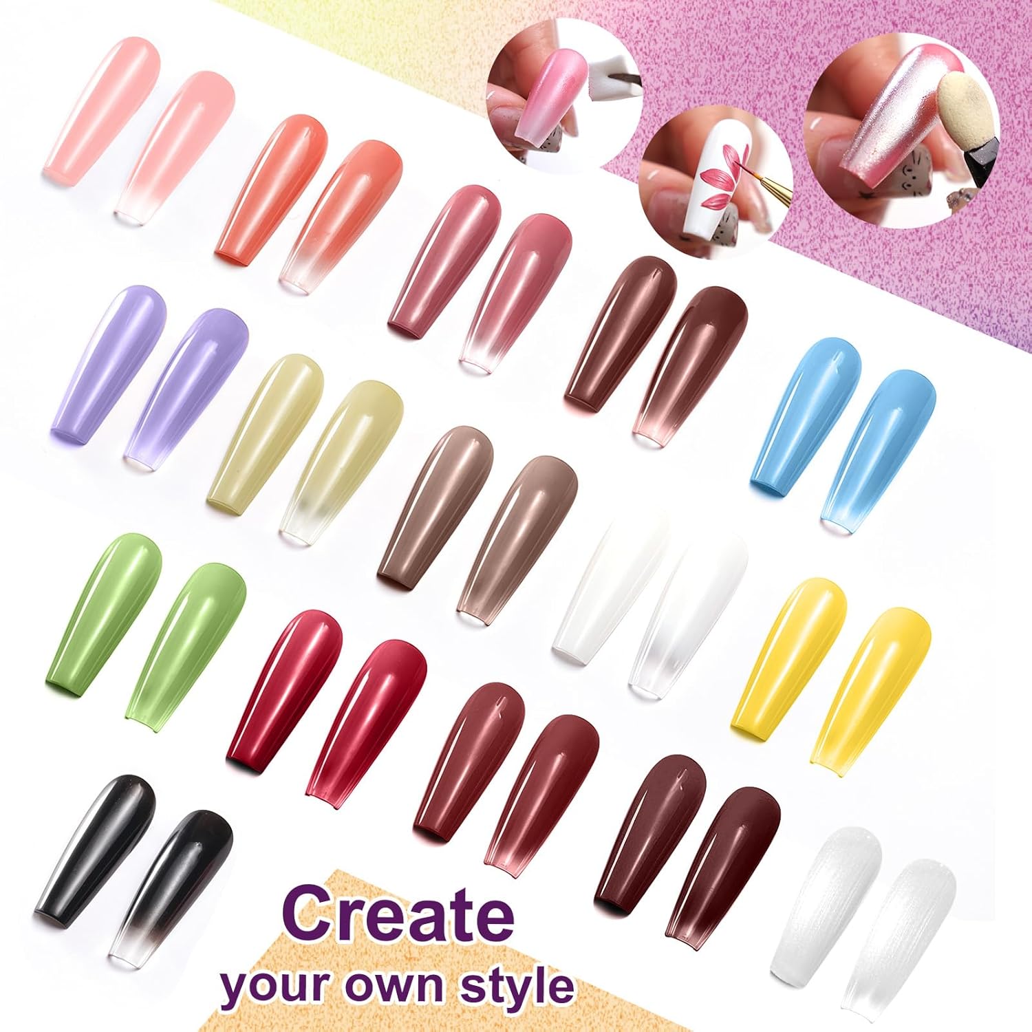 Gradient Painting Gel, 16 Ombre Gel Nail Polish with 100Pcs Nail Sponges &Tweezers for Pigment Pat Nails Almond Nude French Manicure Soak Off UV Long-lasting Palette VelvetSpectrum Studio-Velvo Beauty