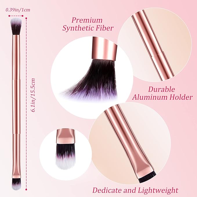 6 Pcs Eyeshadow Smudge Brush 2-in-1 Eyeshadow 2 Double Ended Make Up Brush Concealer Cosmetics Under Eye Small Soft Firm Pointed Foundation Makeup Applicator for Blending Eye Shadow Liner-Velvo Beauty