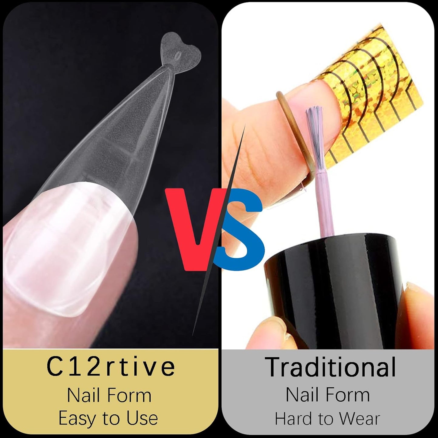 120Pcs Dual Nail Forms,Flat Stiletto Extension Poly Nail Gel Nail Forms Full Cover Reusable Nail Molds 12 Sizes for Solid Nail Gel Glue Nail Art Design Salon&DIY-Velvo Beauty