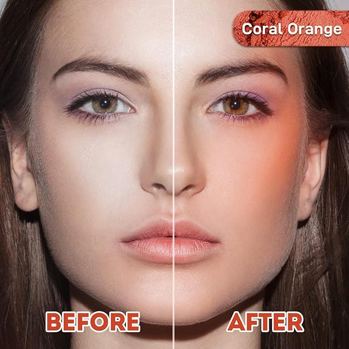 Face Blush for Cheeks Waterproof Cream Blush makeup, Soft Face Blush Natural Makeup Lightweight & Natural Matte Finish Long Lasting Makeup Easy to Smudge and Apply Blushes for Beginne(Coral Orange)-Velvo Beauty